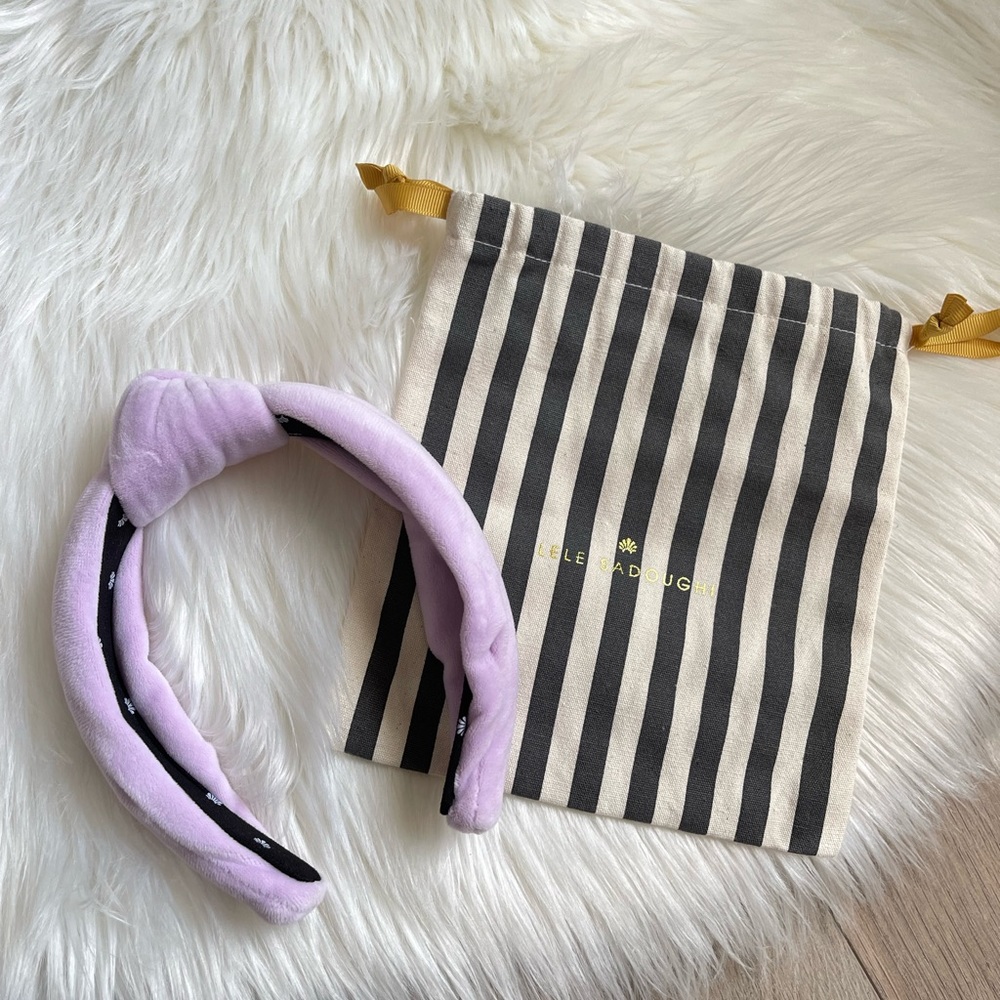 Lele Sadoughi lavender purple velvet headband